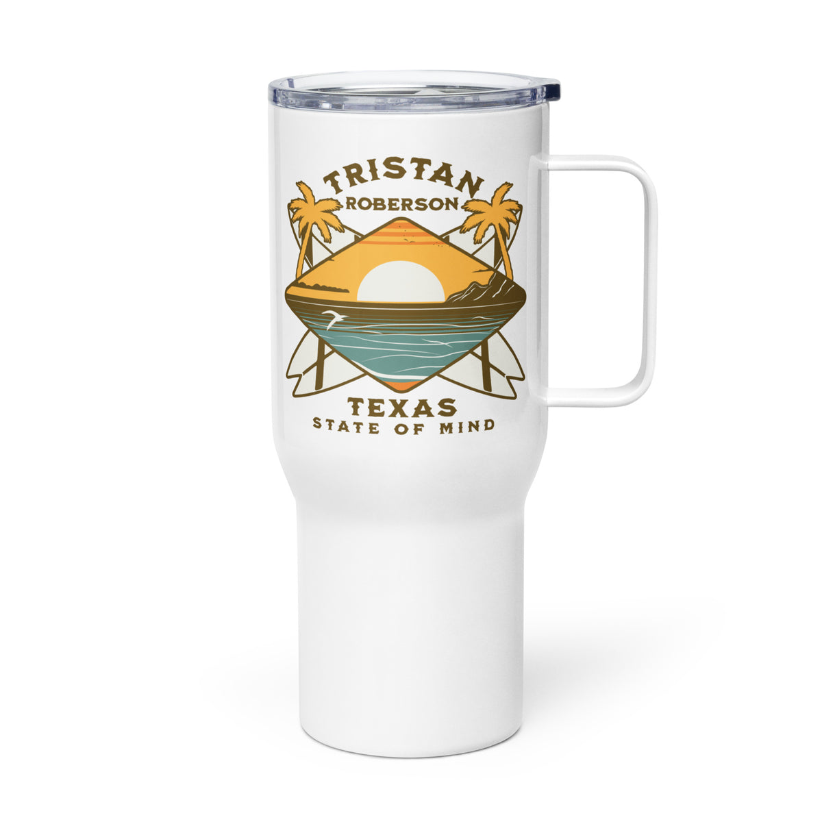 TR Beach Travel mug with a handle