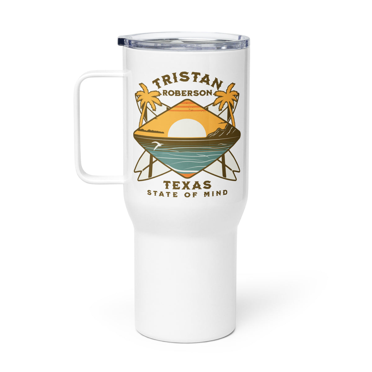 TR Beach Travel mug with a handle